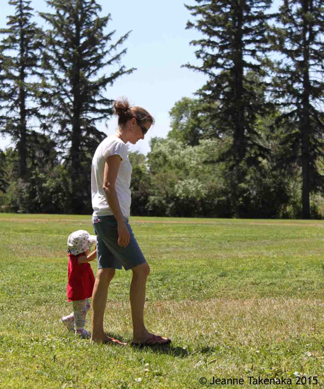 Mom walking with child